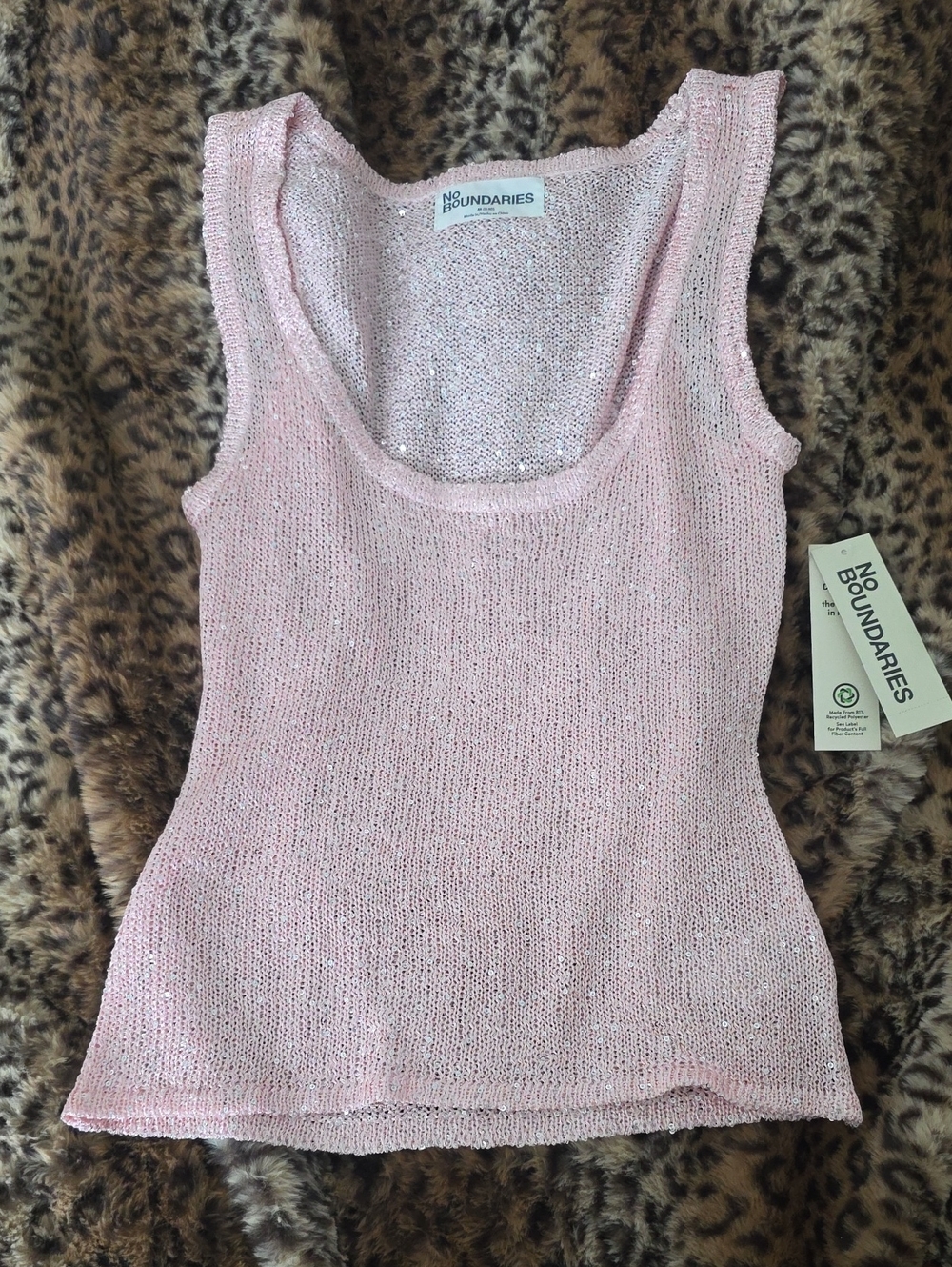 No Boundaries Light Pink Sparkle Knit Tank